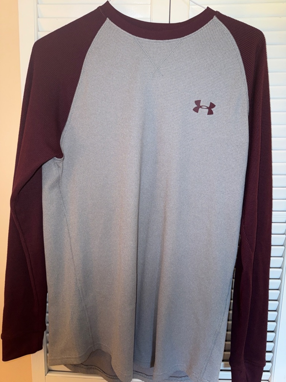 Under Armour Maroon & Gray Raglan Long-Sleeve Performance Shirt
